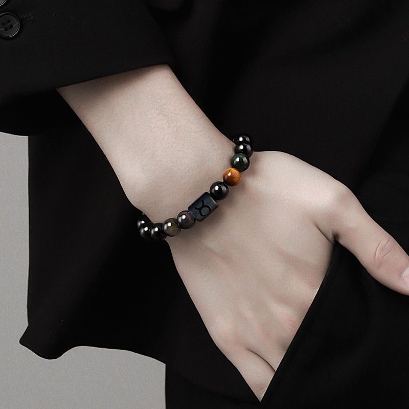 Wholesale Twelve Constellations Natural Stone Elastic Bracelet